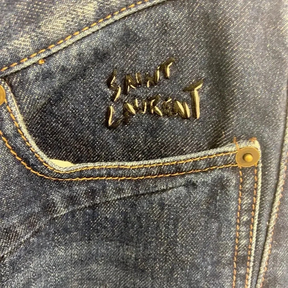 NWT Saint Laurent Asymmetrical Closure Straight Fit Jeans Blue Size 29 - Picture 5 of 8